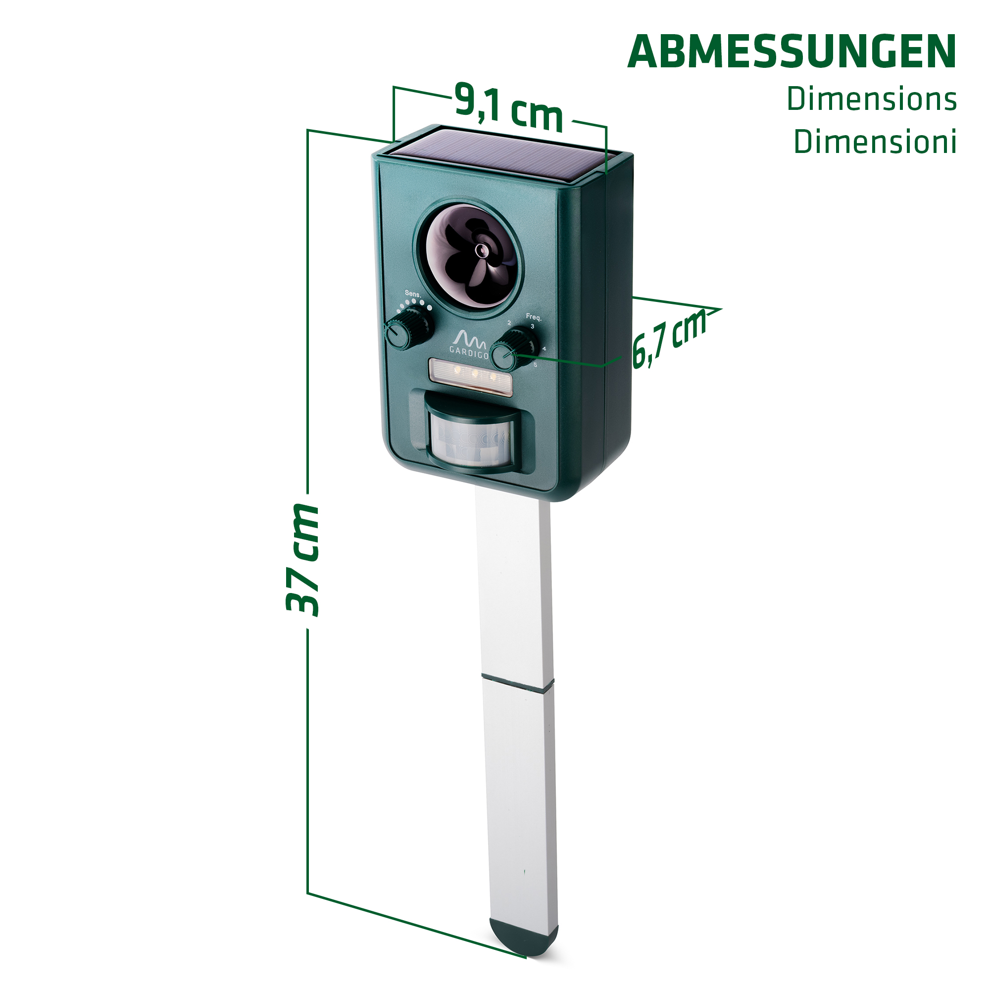 Répulsif solaire à ultrasons pour animaux | Effaroucheur d’animaux réglable
