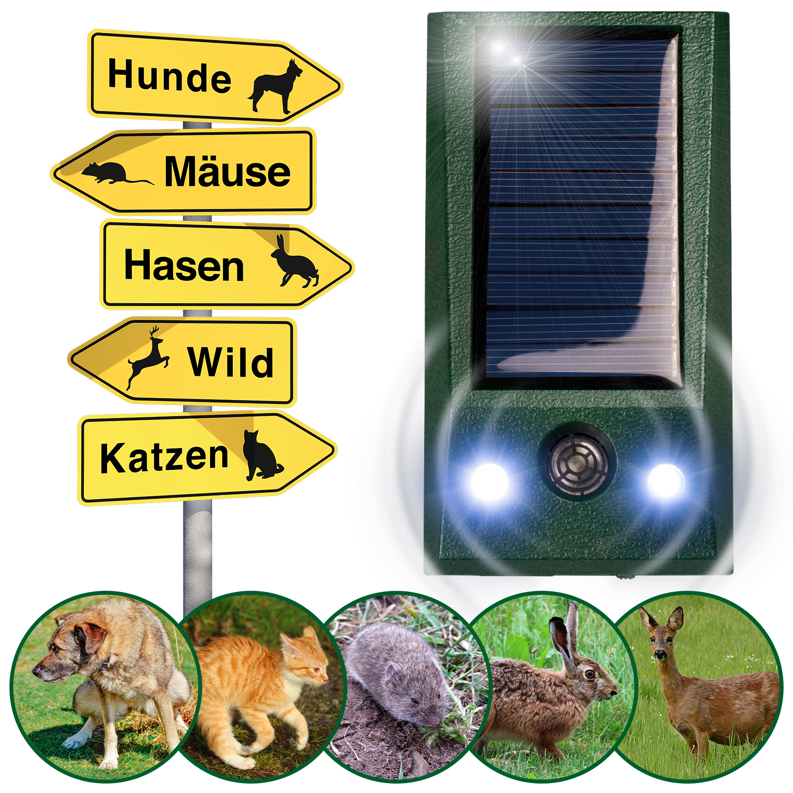 Fremde Hunde und Katzen aber auch Nager und Wildtiere werden durch die ultra hohen Töne gestört. 