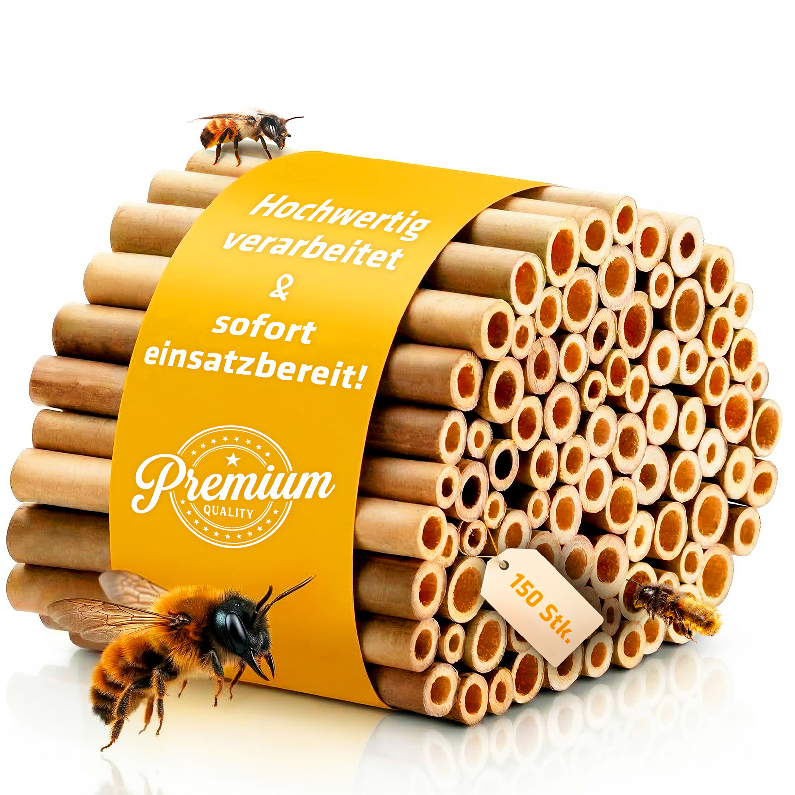 Bambusröhrchen für Insektenhotels in Premium-Qualität. 150 Stück