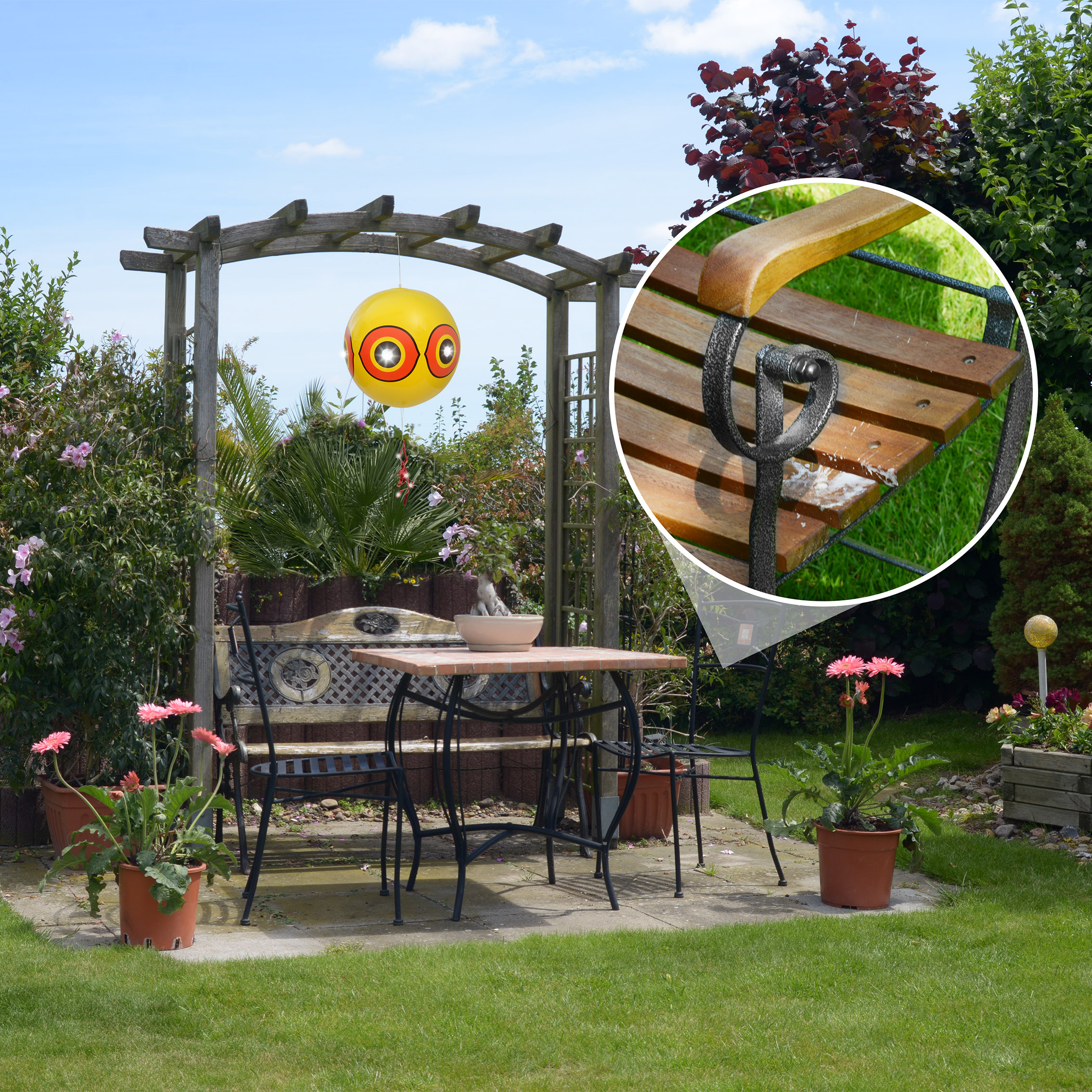 Wenn Vögel ihre Terrasse verdrecken wird das Sitzen dort unangenehm. 