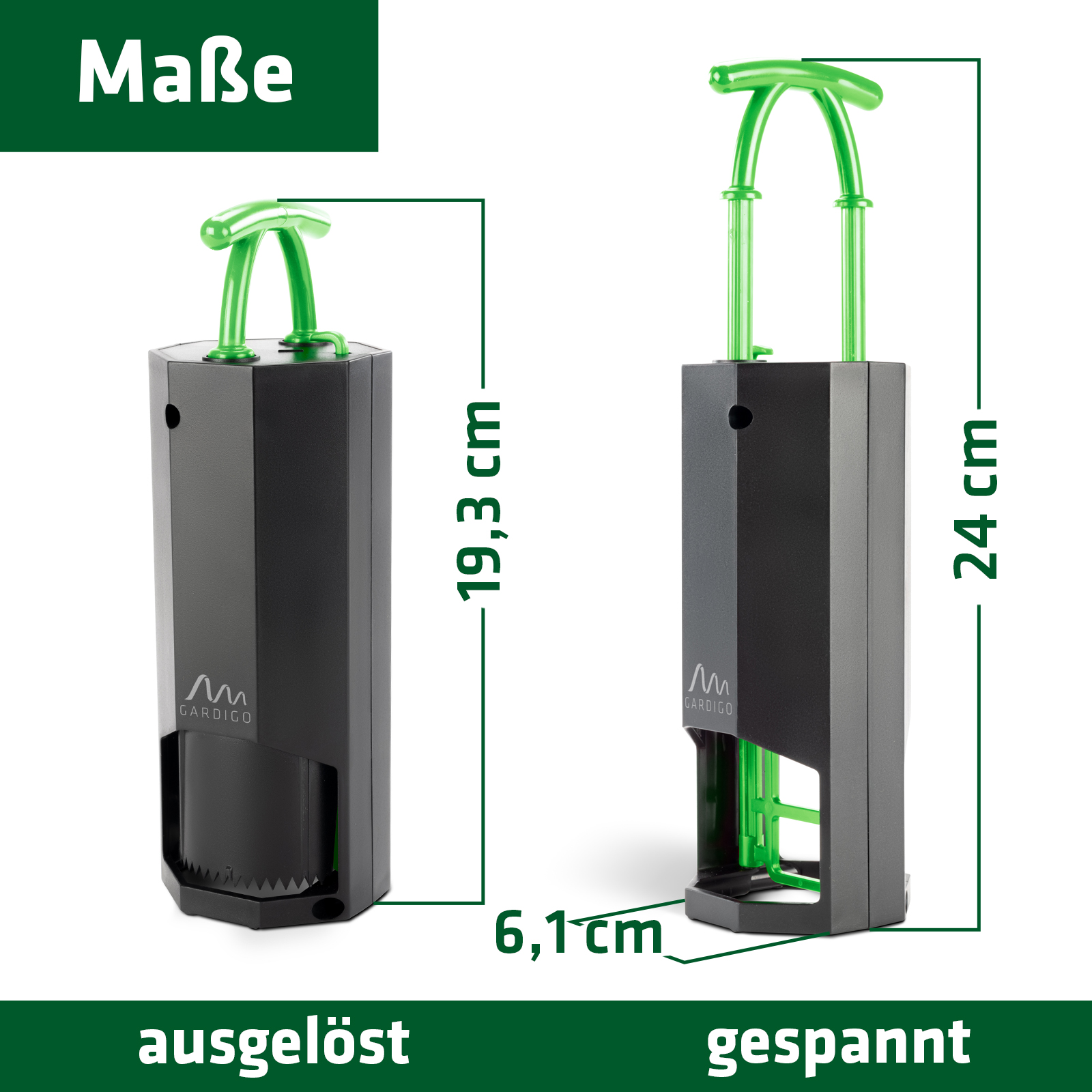 Die Abmessungen der GARDIGO Wühlmausfalle