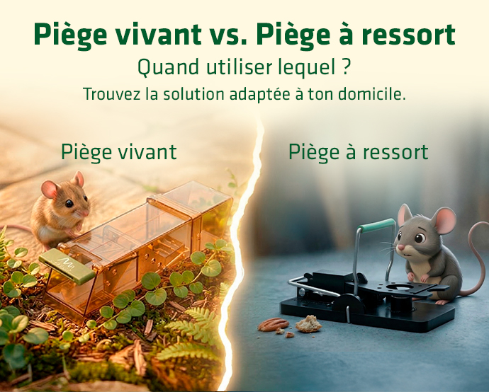 Piège vivant vs. Piège à ressort – Quand utiliser lequel ? Trouvez la solution adaptèe á ton domicile.